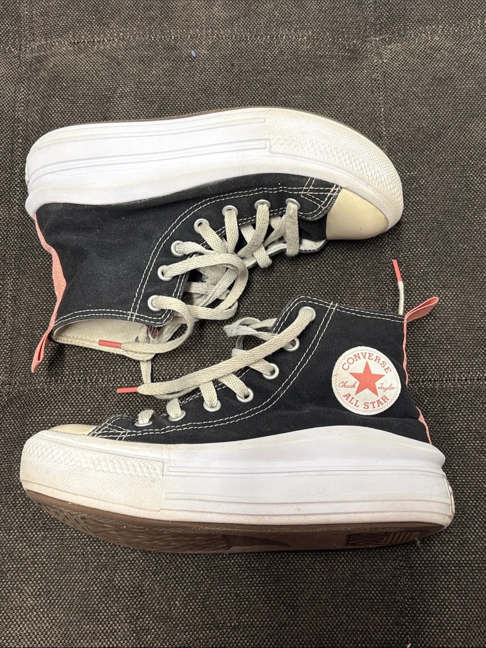 Converse Chuck Taylor All Star Move Hi Kids' Shoes Black/Pink Salt/White 371527F